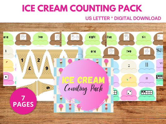 Ice Cream Counting Game – Printable Number Match Activity for Kids