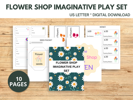 Flower Shop Pretend Play Set | Printable Dramatic Play for Kids (10 Pages)