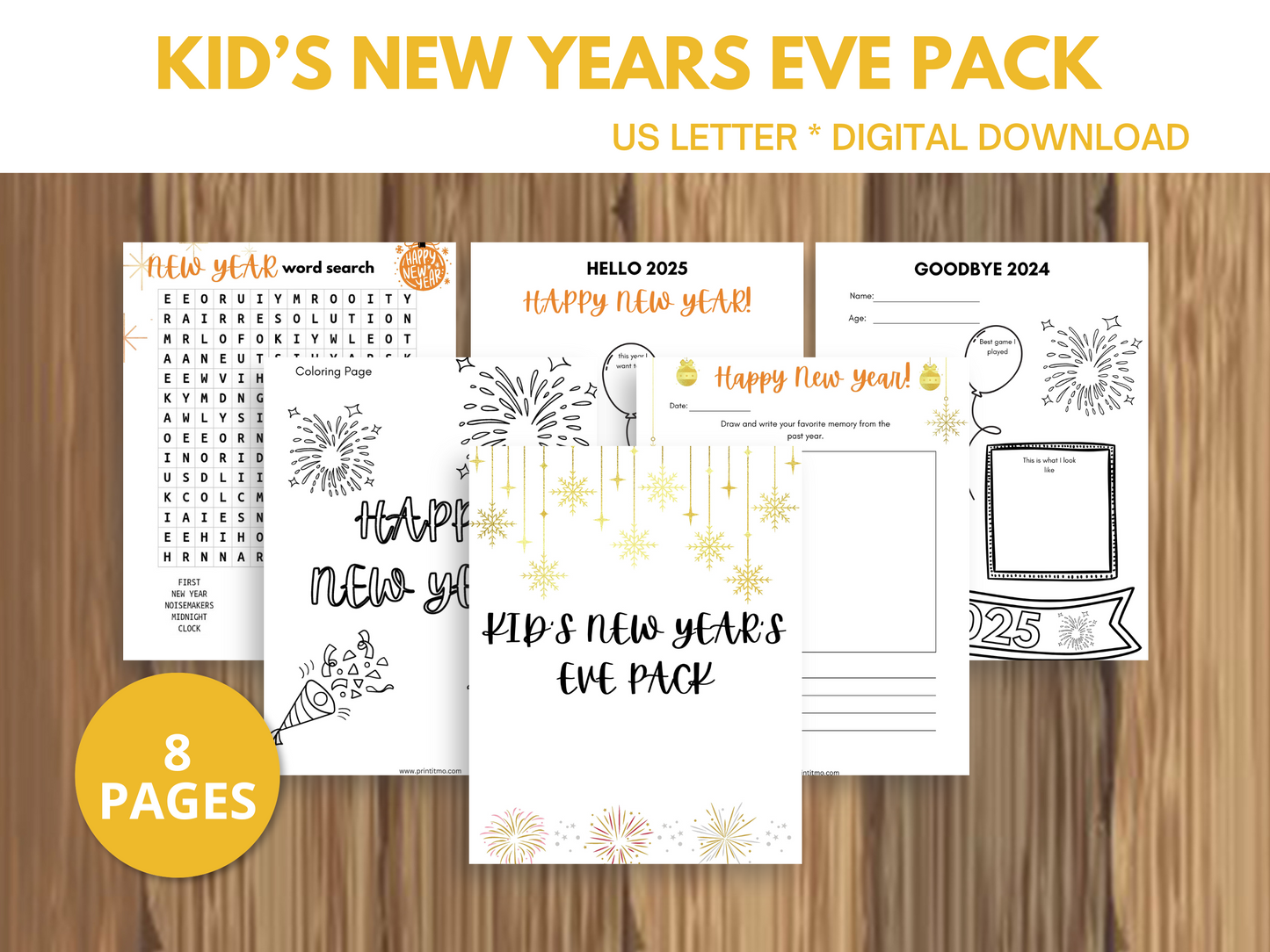 Printable New Year's activities for kids, including goal-setting activities, a resolution worksheet, games, and ideas for fun activities to do with kids on New Year's Eve. Perfect for starting new traditions and making lasting memories.
