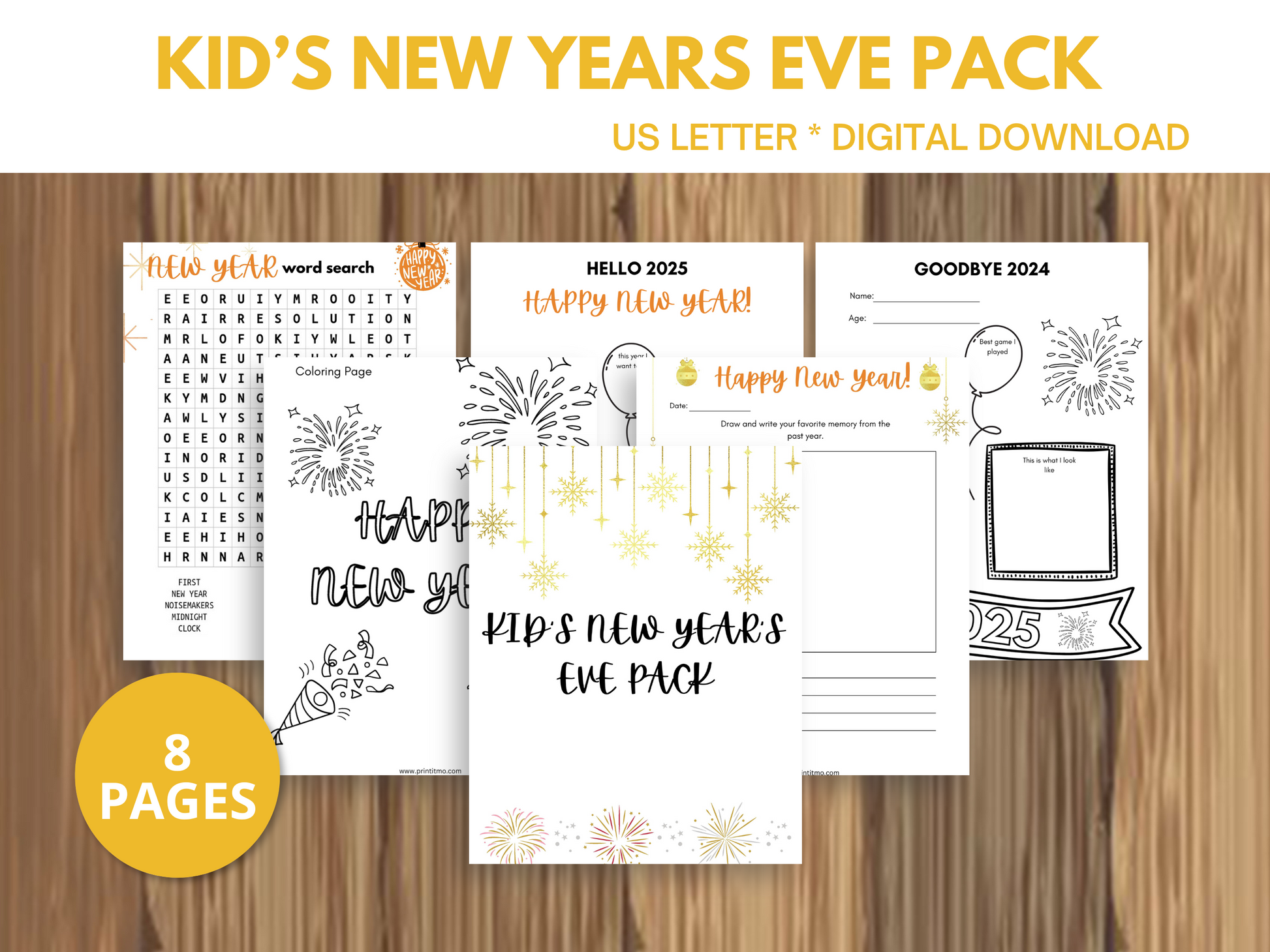 Printable New Year's activities for kids, including goal-setting activities, a resolution worksheet, games, and ideas for fun activities to do with kids on New Year's Eve. Perfect for starting new traditions and making lasting memories.
