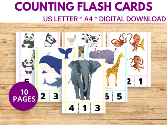 Printable Animal Counting Clip Cards