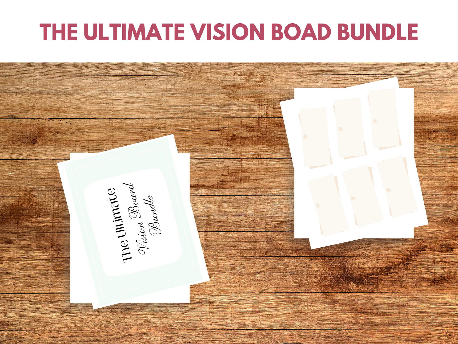 A collection of printable vision board ideas, featuring inspirational quotes, affirmations, and colorful collage elements for manifesting dreams and goals.