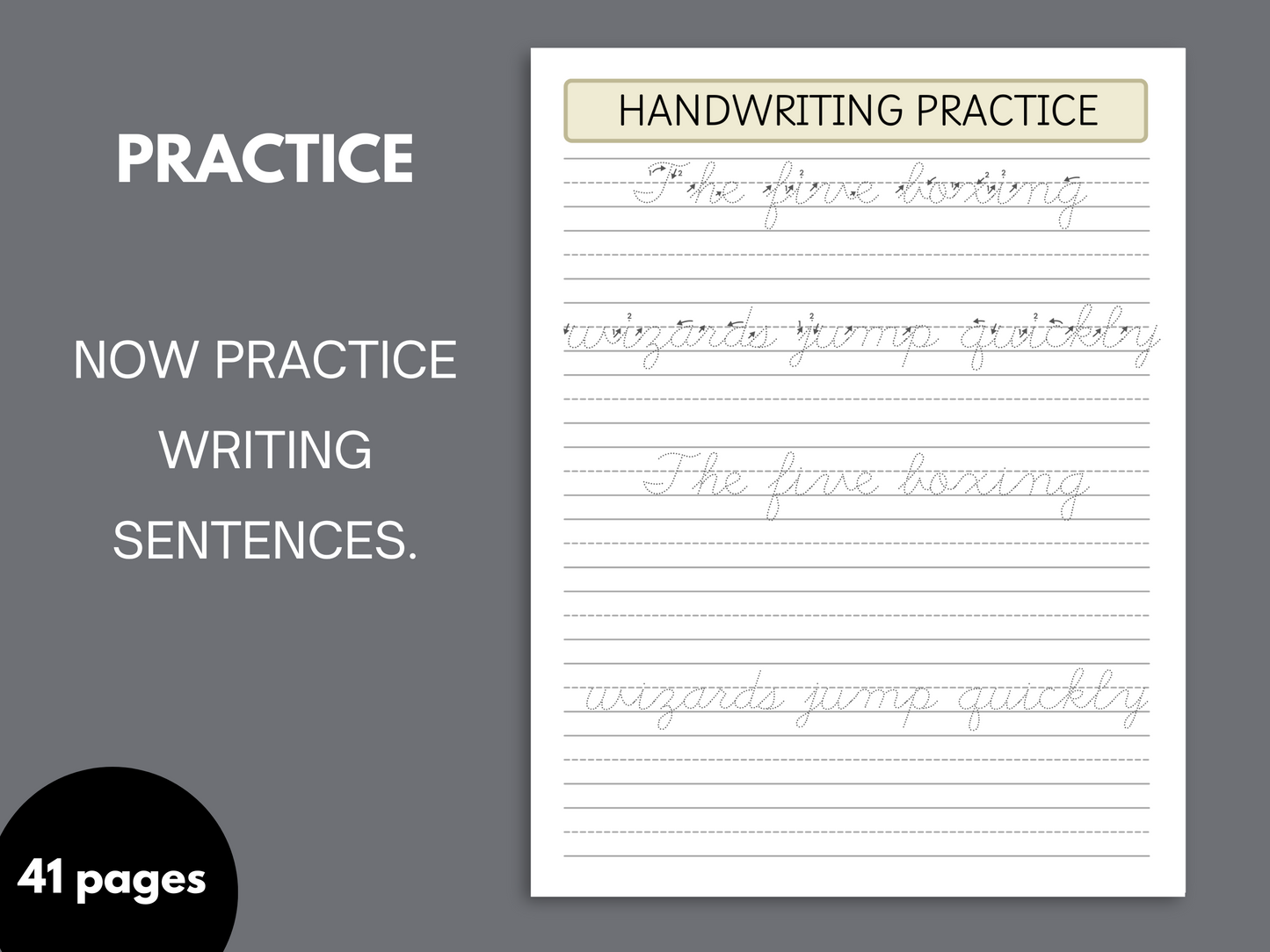 Printable cursive handwriting practice worksheets featuring uppercase and lowercase cursive letters for beginner students. Perfect for elementary writing and penmanship skills.