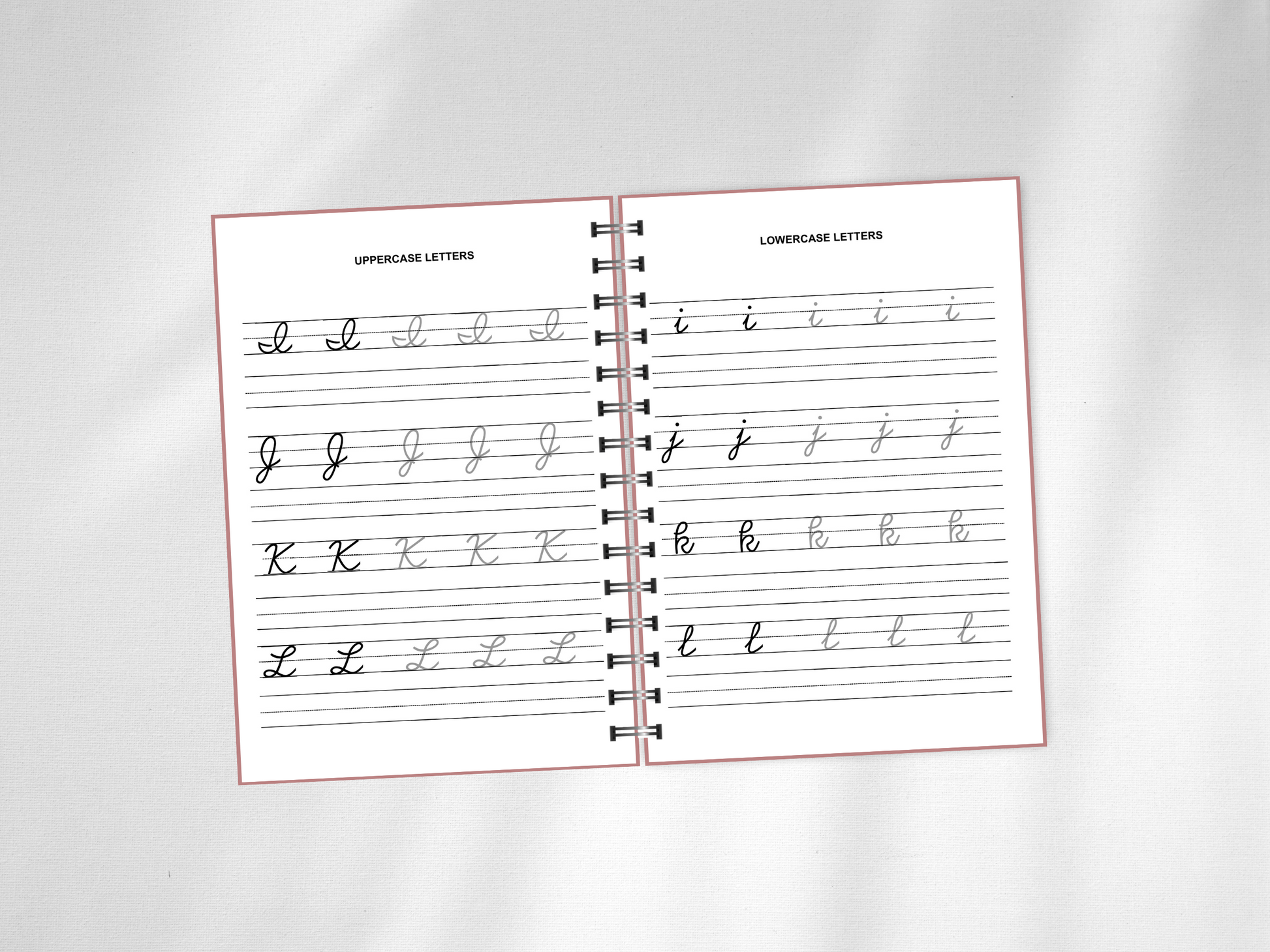 Printable cursive handwriting practice worksheets featuring uppercase and lowercase cursive letters for beginner students. Perfect for elementary writing and penmanship skills.