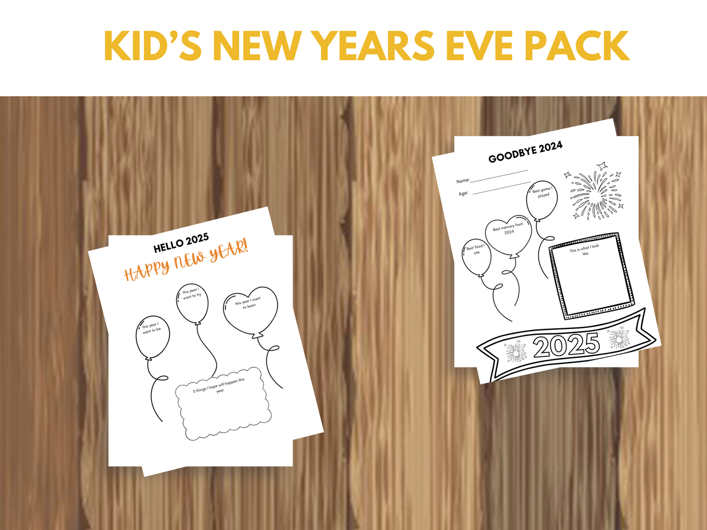 Printable New Year's activities for kids, including goal-setting activities, a resolution worksheet, games, and ideas for fun activities to do with kids on New Year's Eve. Perfect for starting new traditions and making lasting memories.