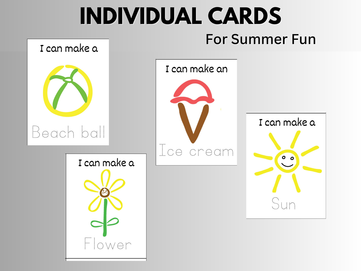Individual play dough mat cards.