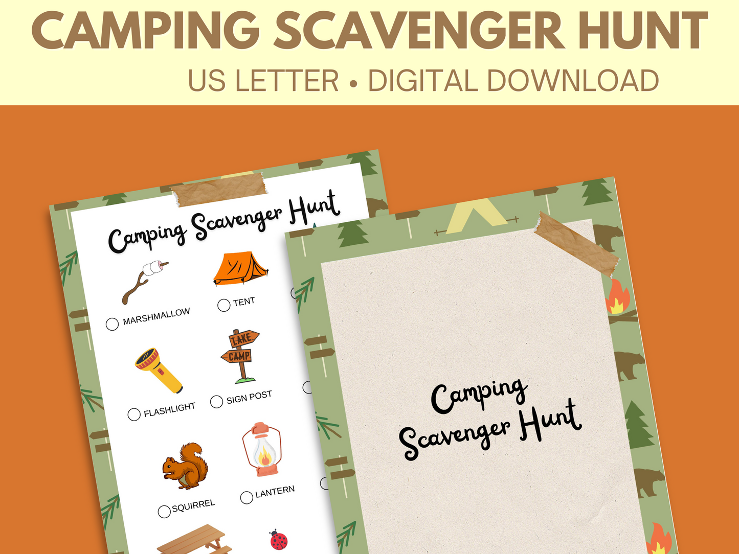 Scavenger Hunt Camping Worksheets