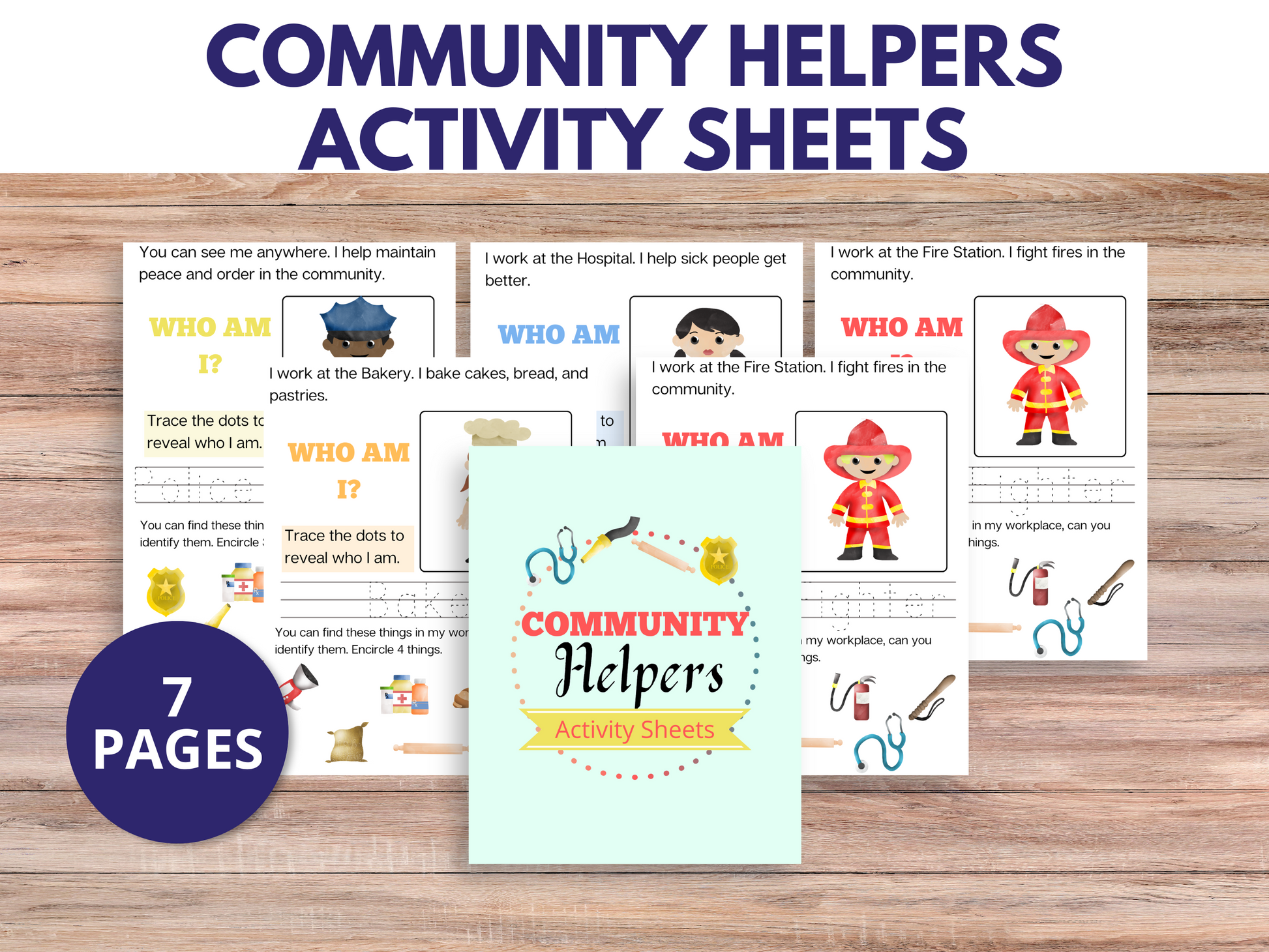 Printable community helpers worksheets preschool, ideal for community helpers printables and kindergarten jobs activities.