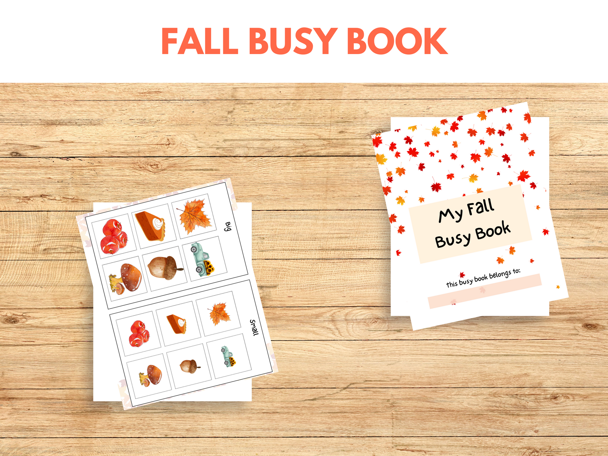 My Fall Busy Book cover page and big vs small