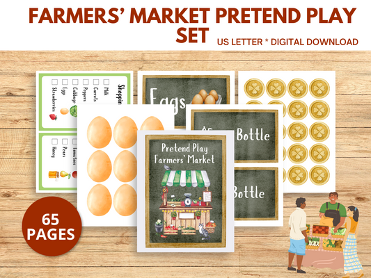 Farmers’ Market Pretend Play Set – Printable Dramatic Play Kit for Kids (65 Pages)