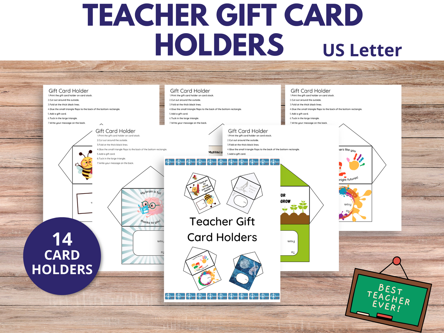 Printable teacher gift card holders for Teacher Appreciation Week, featuring teacher of the month gift ideas, fun gifts for teachers, and ways to boost teacher morale.
