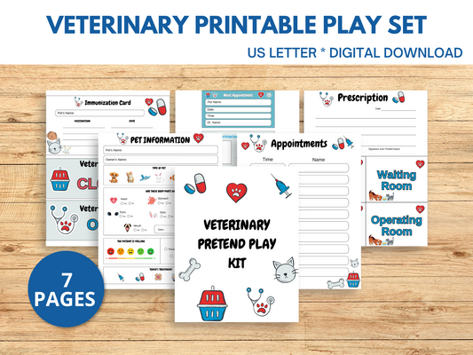 Veterinarian Pretend Play Kit – Printable Dramatic Play Activity for Kids