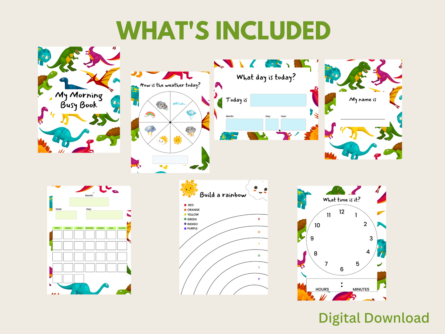 Dino Busy Book Printables For Kids