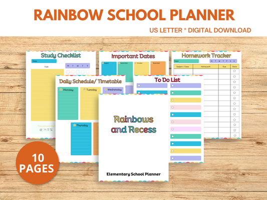 Rainbow School Planner Printable