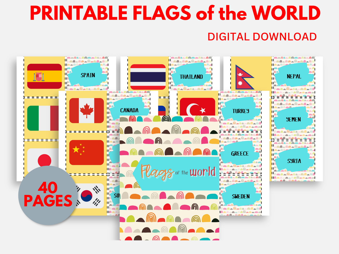 Printable Flags of the World Flash Cards