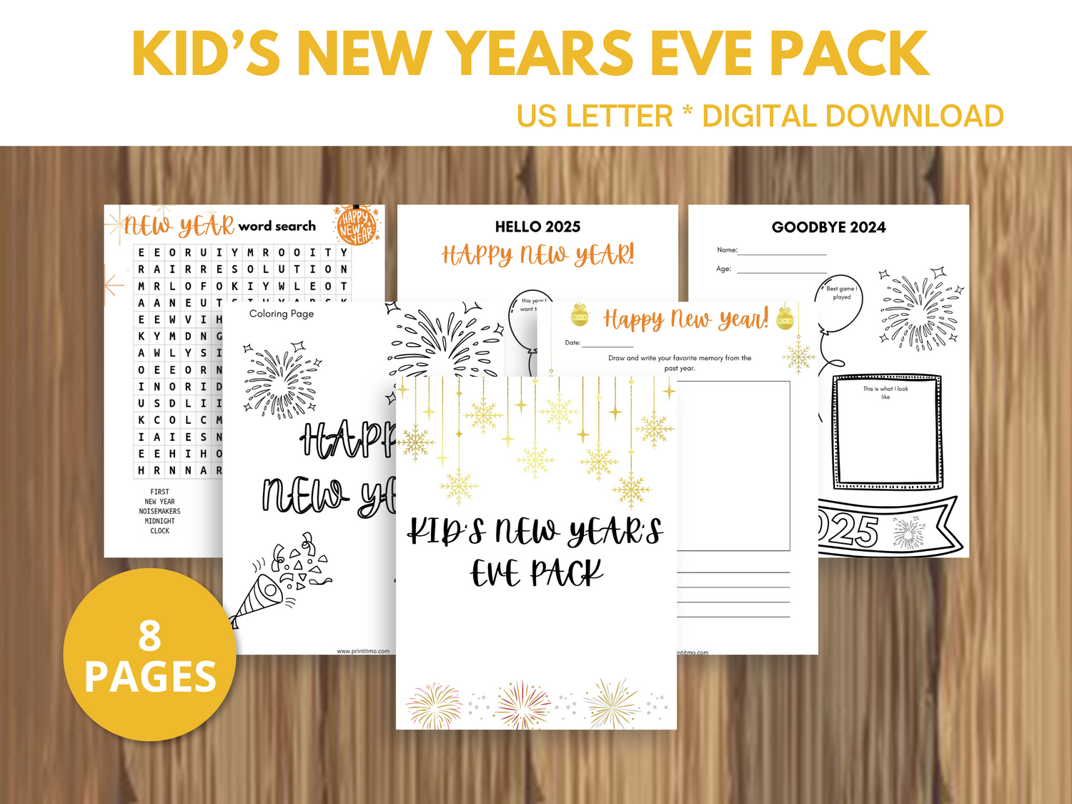 Printable New Year's activities for kids, including goal-setting activities, a resolution worksheet, games, and ideas for fun activities to do with kids on New Year's Eve. Perfect for starting new traditions and making lasting memories.
