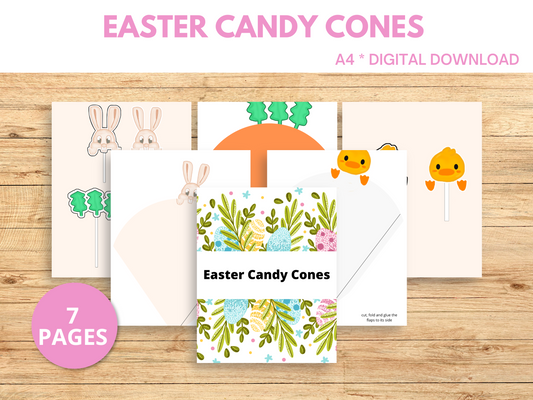 Easter candy cone printable cut out crafts.