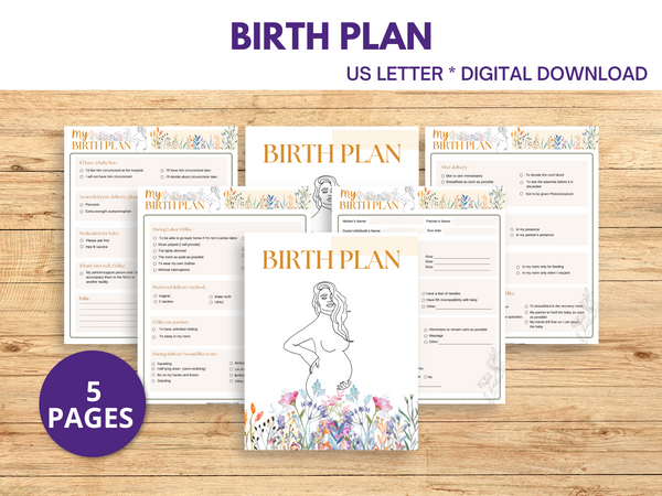 Printable Birth Plan PDF – Fillable Labor & Delivery Worksheet – Print ...