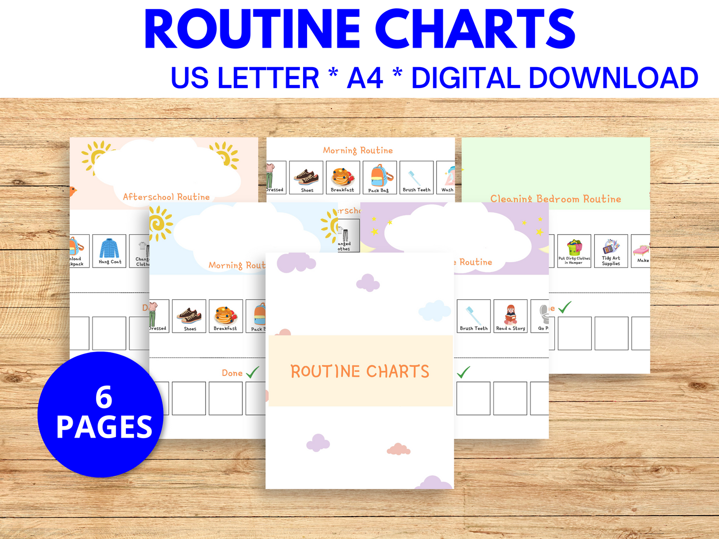 6 page routine charts digital download.