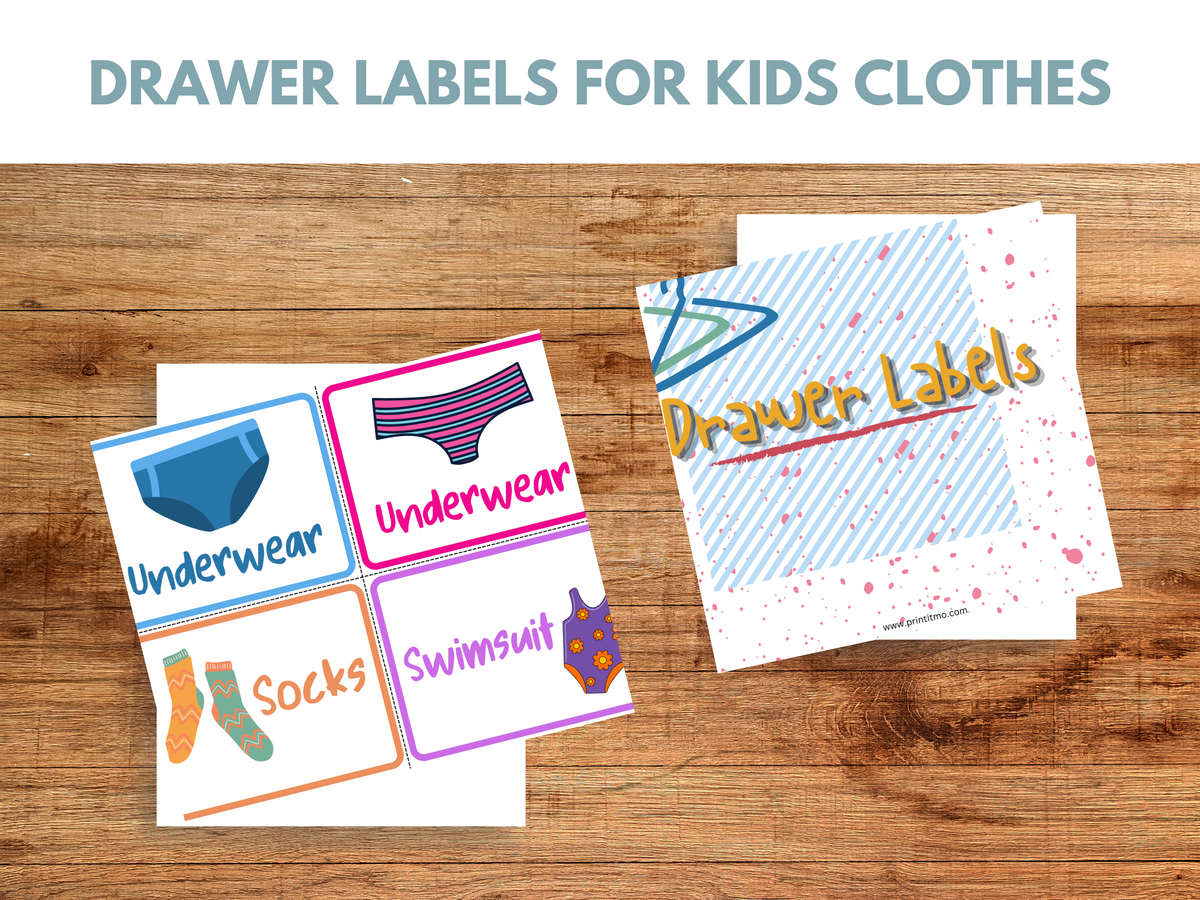 Kids Drawer Labels – Printable Clothing Organizer for Toddlers & Presc ...