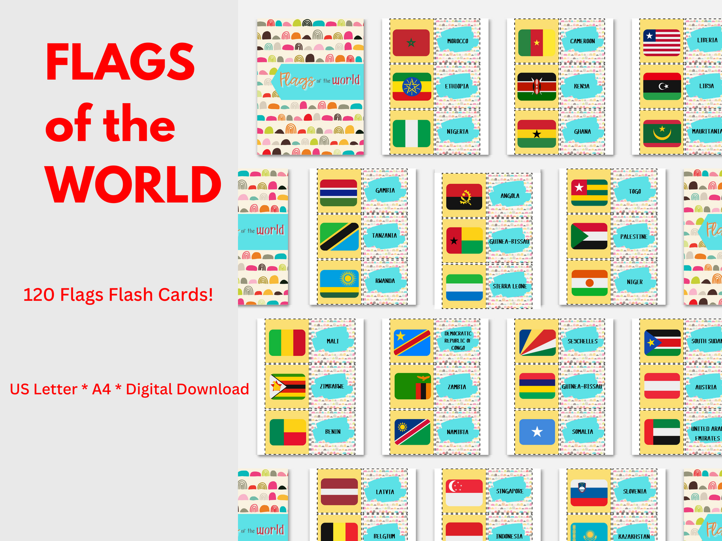 Printable Flags of the World Flash Cards