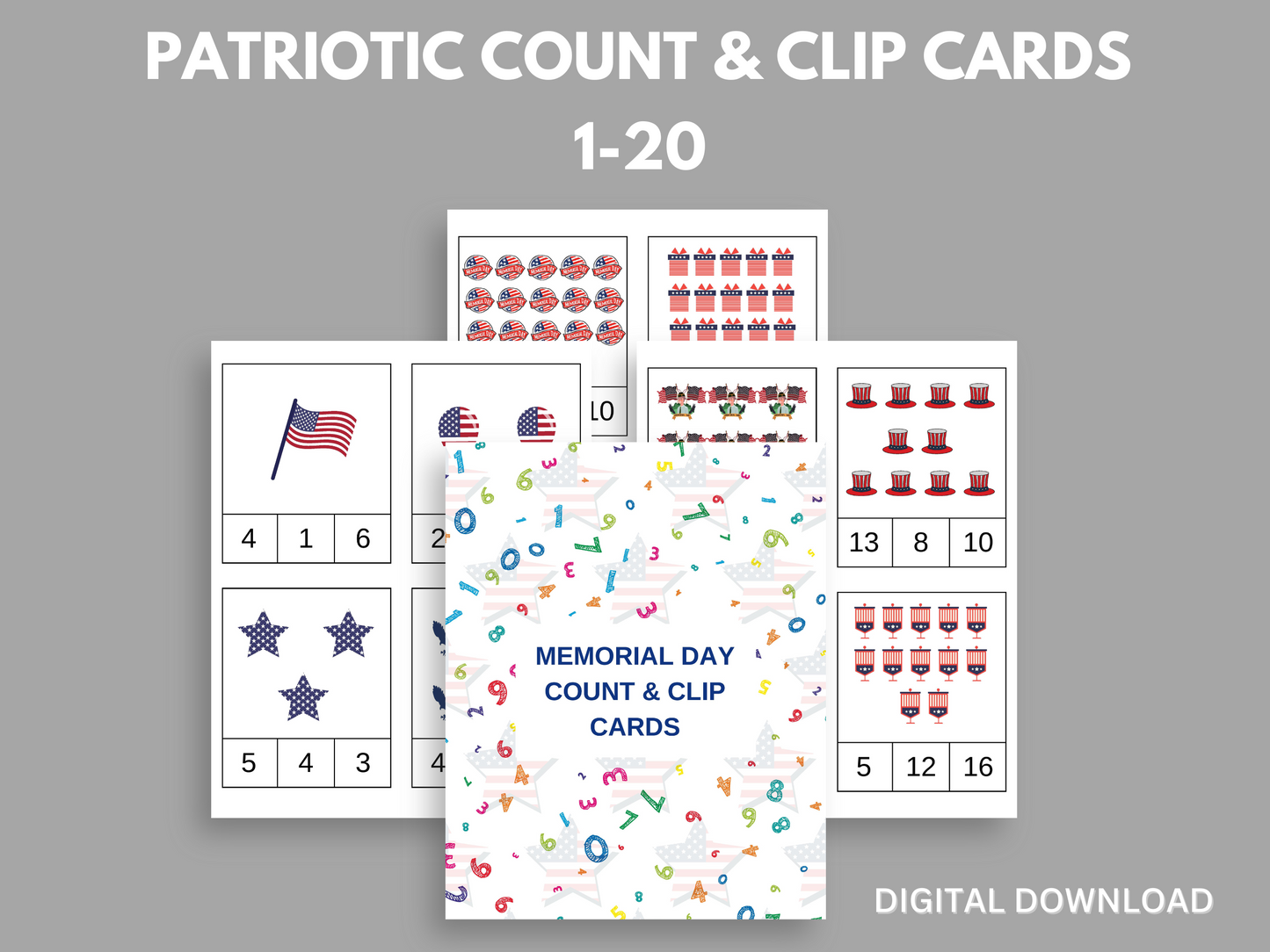 Memorial Day Count and clip cards.