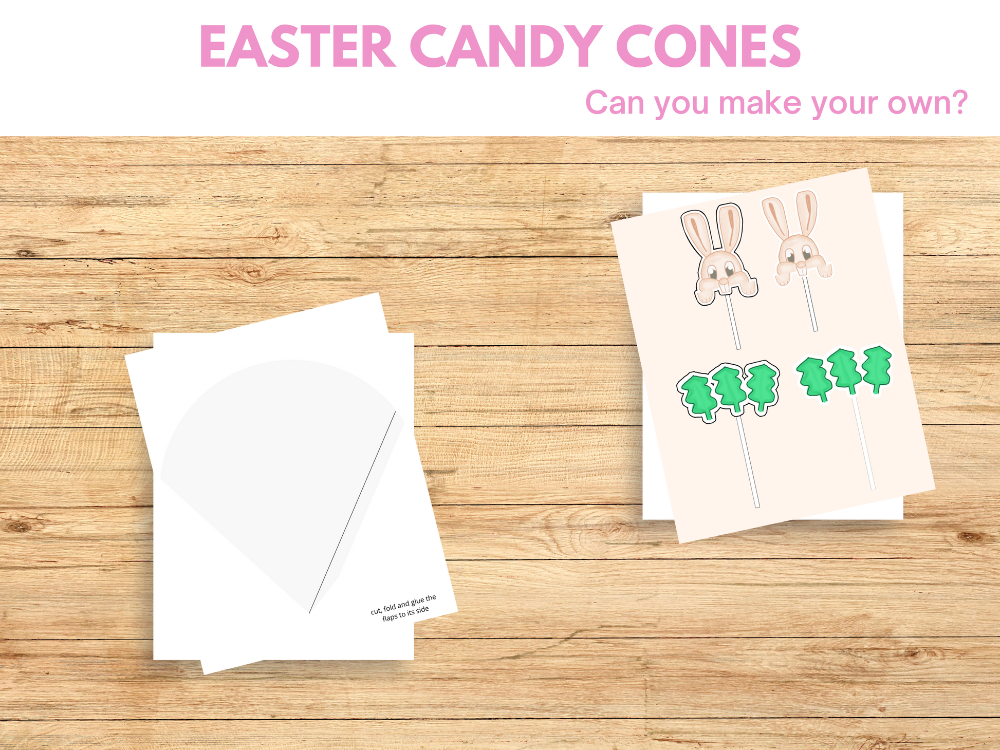 Printable Easter cut out activities for candy cones , additional props.