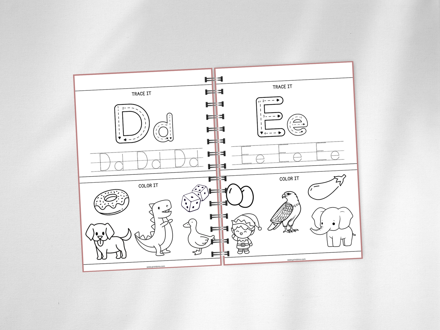 Letter D and E for letter tracing.