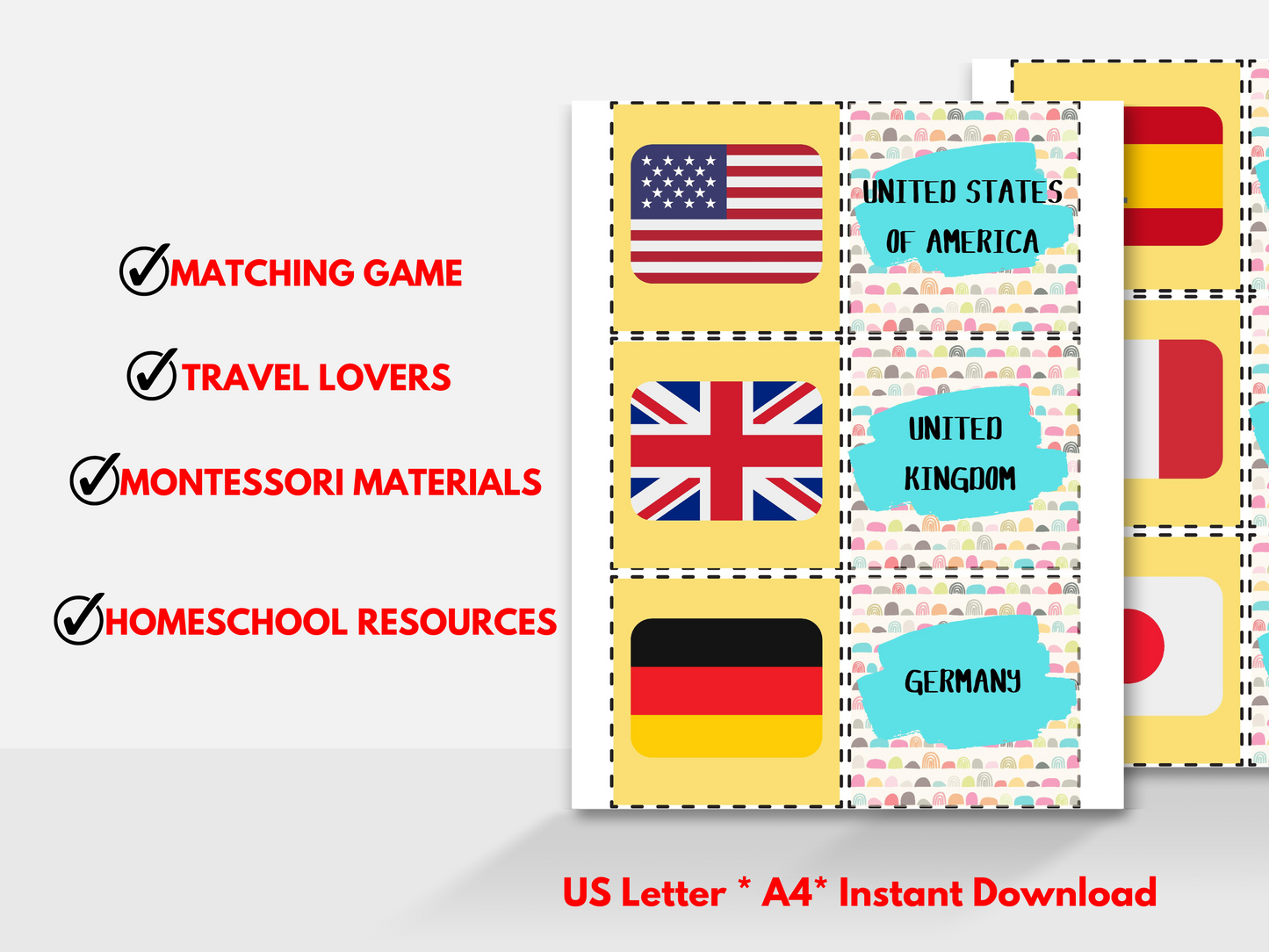 Printable Flags of the World Flash Cards
