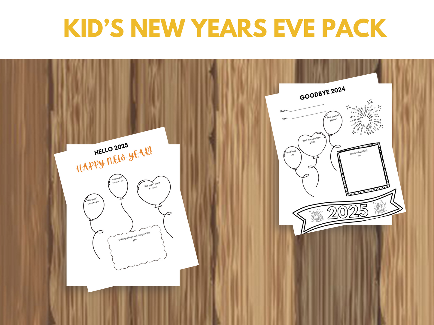 Printable New Year's activities for kids, including goal-setting activities, a resolution worksheet, games, and ideas for fun activities to do with kids on New Year's Eve. Perfect for starting new traditions and making lasting memories.
