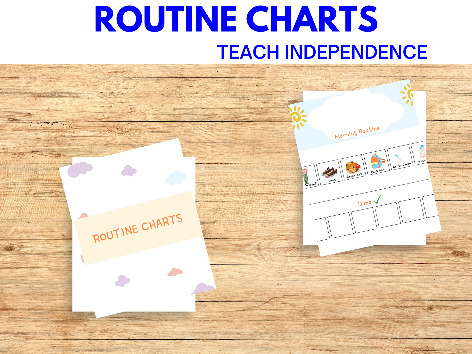 Routine chart cover page and morning routine chart.