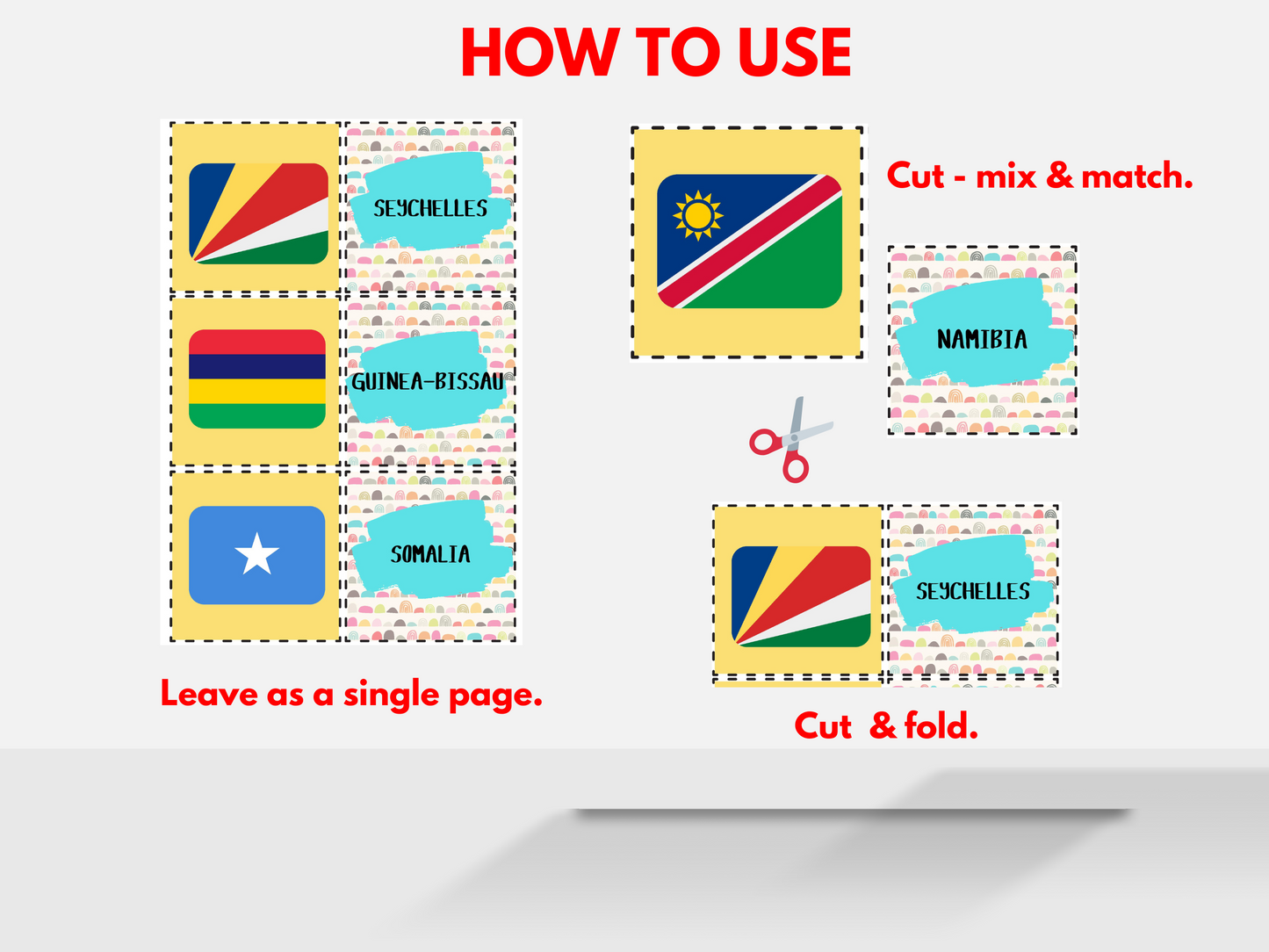 Printable Flags of the World Flash Cards