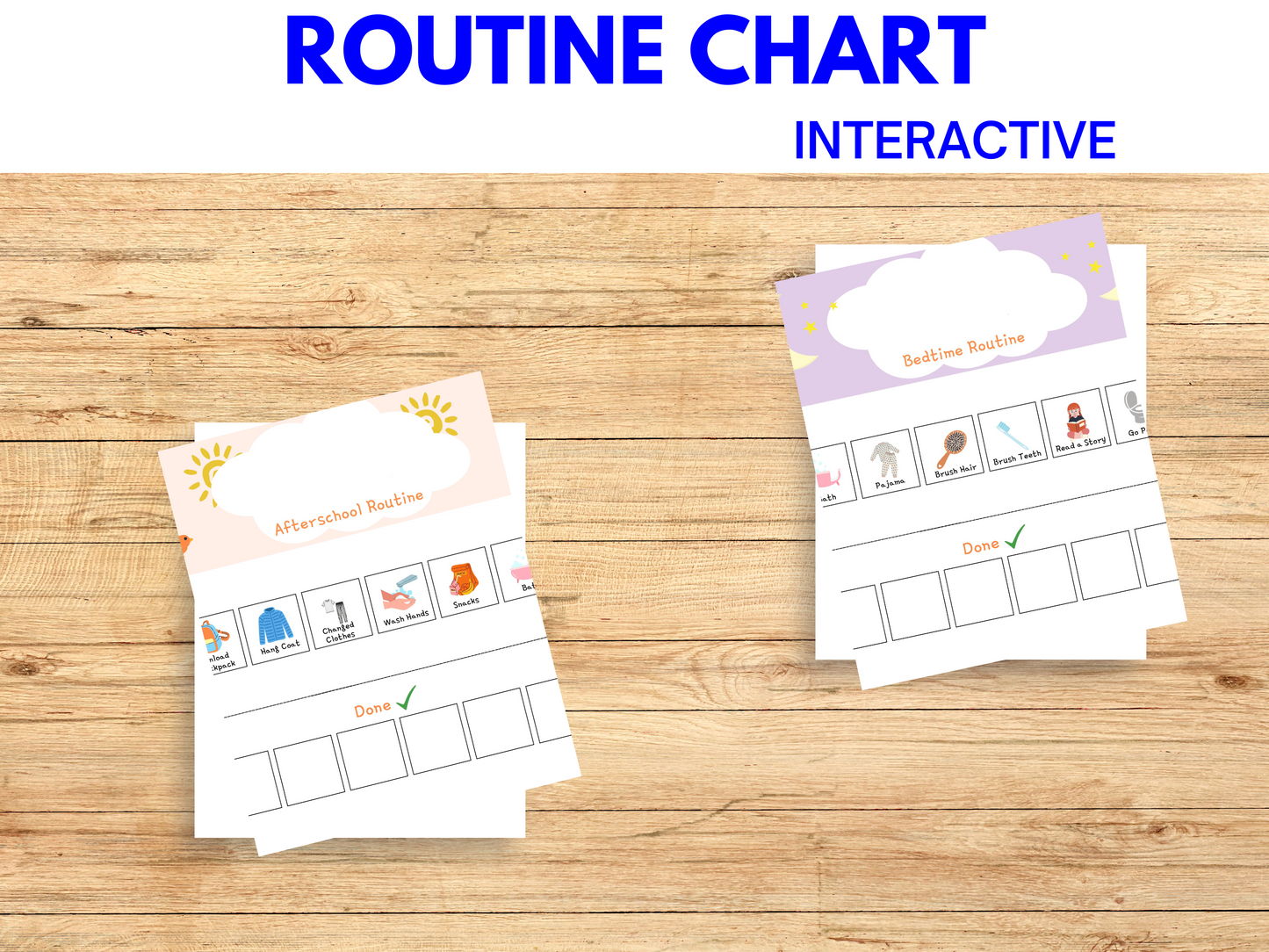 Afterschool and bedtime routine charts.