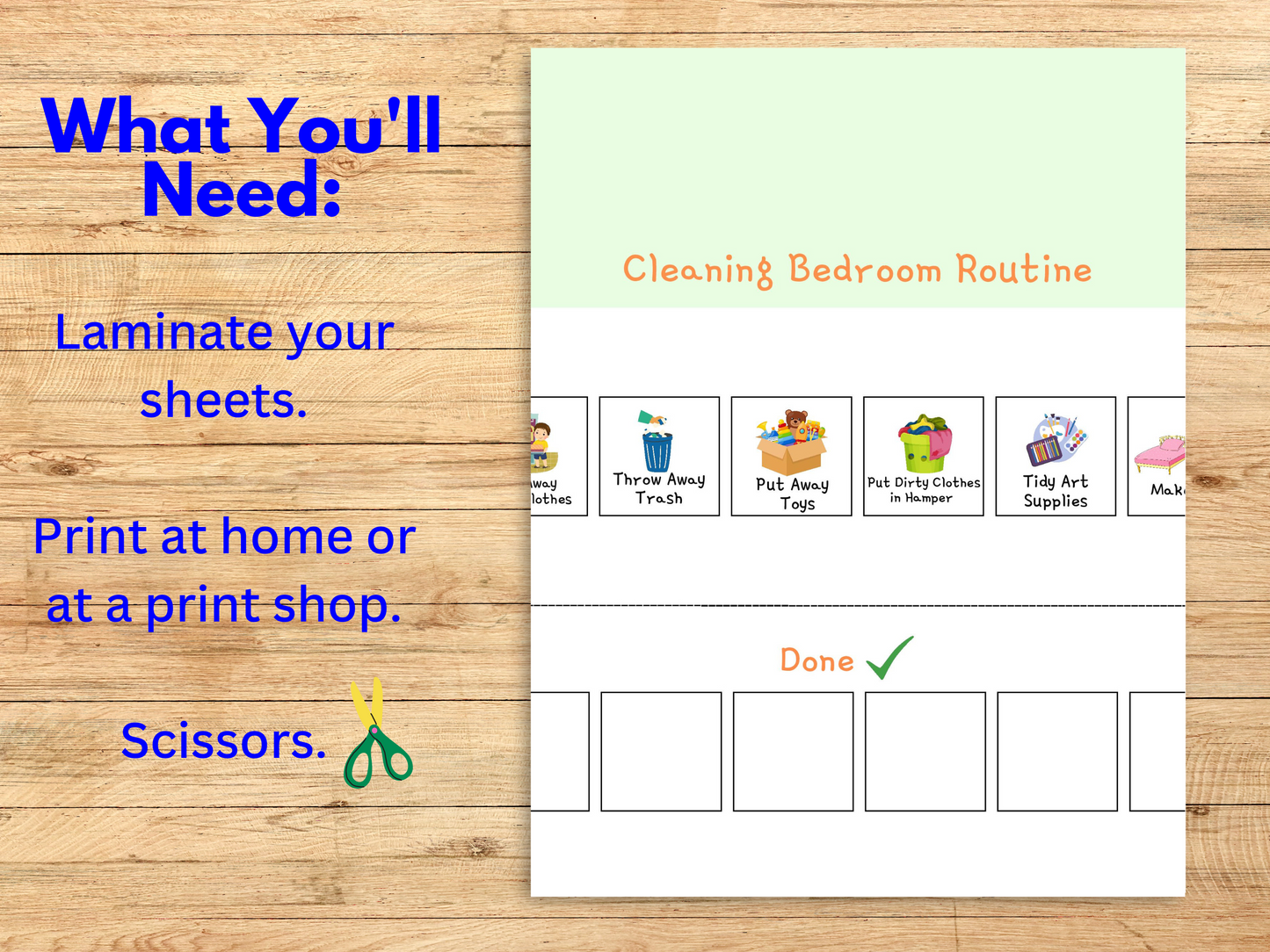 Items you will need for your chore chart.