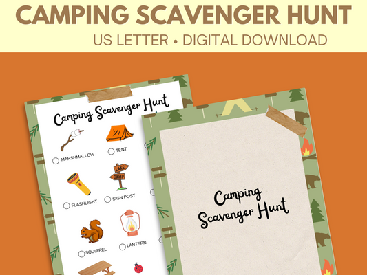 Scavenger Hunt Camping Worksheets