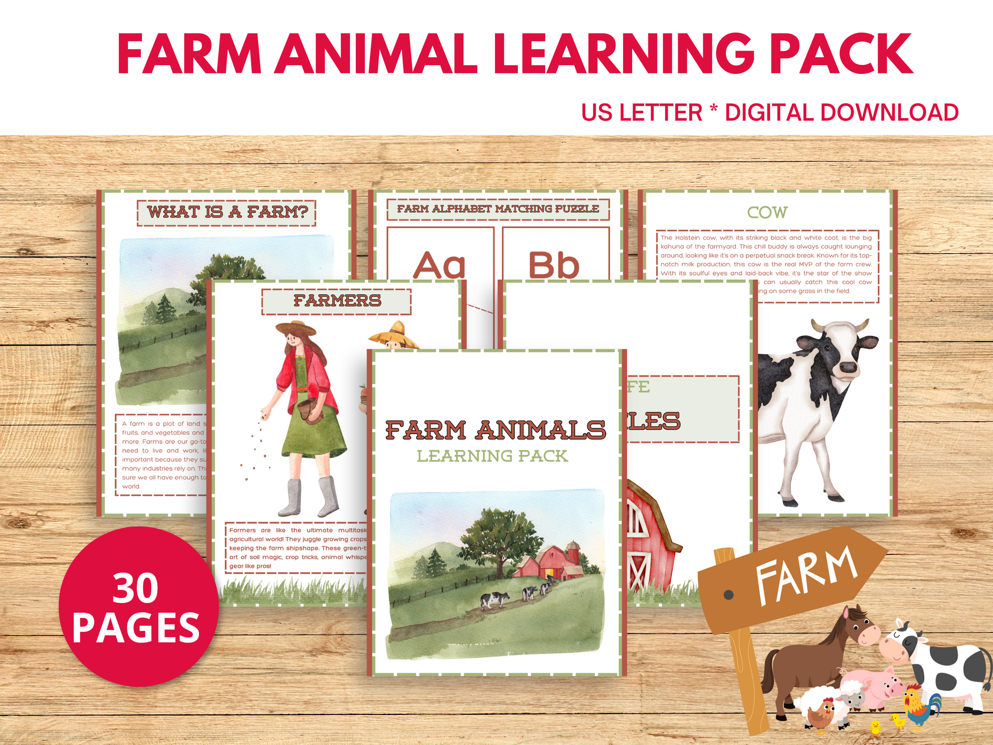 Farm animal learning pack