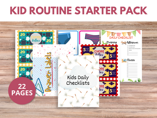 The Daily Success Bundle for Kids – Printable Routine Chart, Labels & Reward Bucks