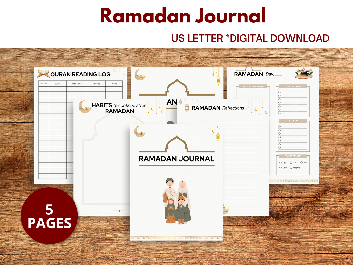 Ramadan Journal | Daily Reflections, Prayer Tracker & Quran Reading Log