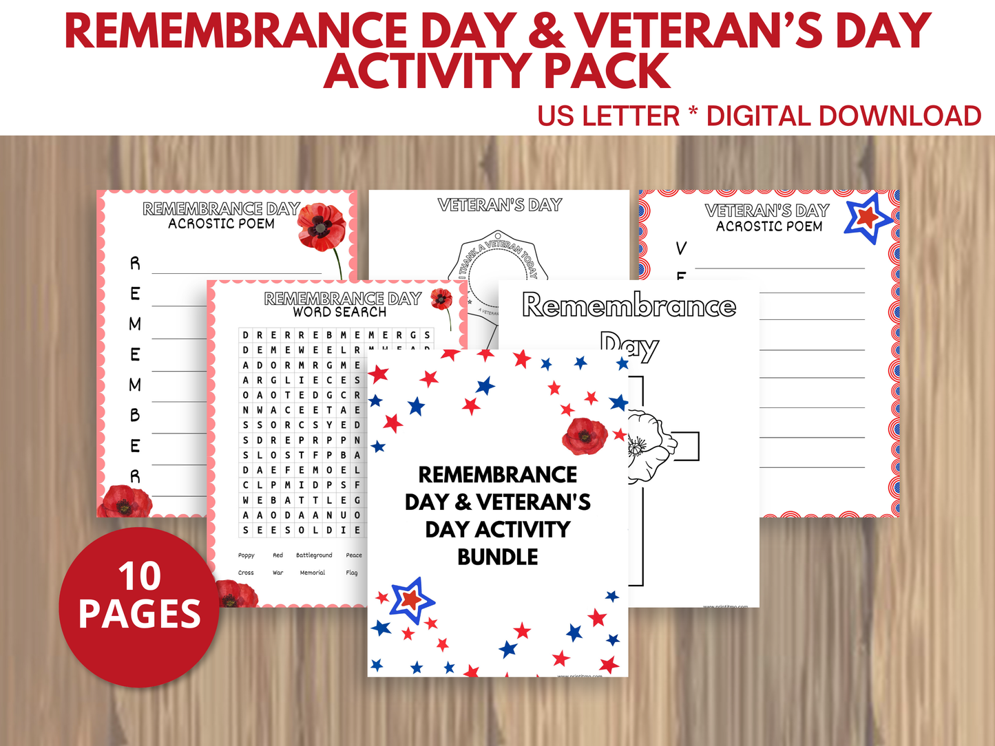 Remembrance Day & Veteran’s Day Activity Bundle – Printables for Kids