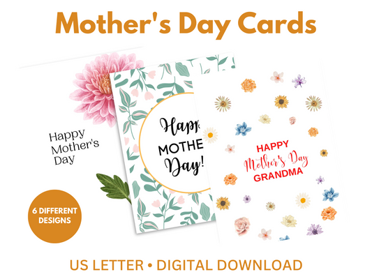 Mother's Day card bundle to write a message to mom and grandma.  Three out of 6 cards shown.