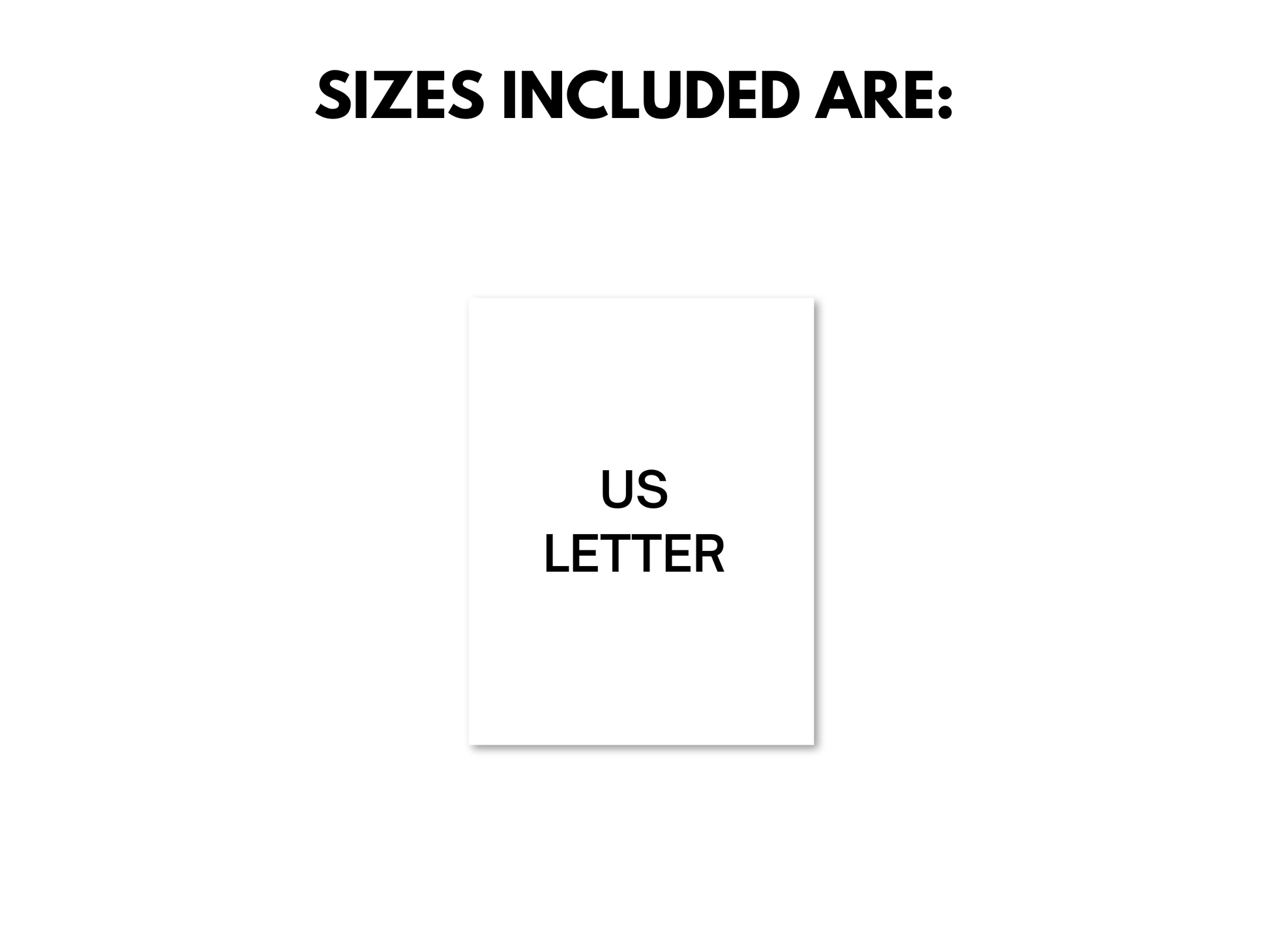 Statement of the size included, US letter