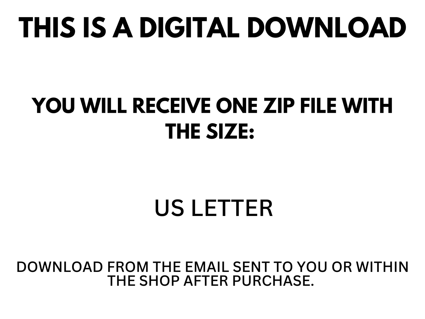 A state about the product being a digital download on US letter.