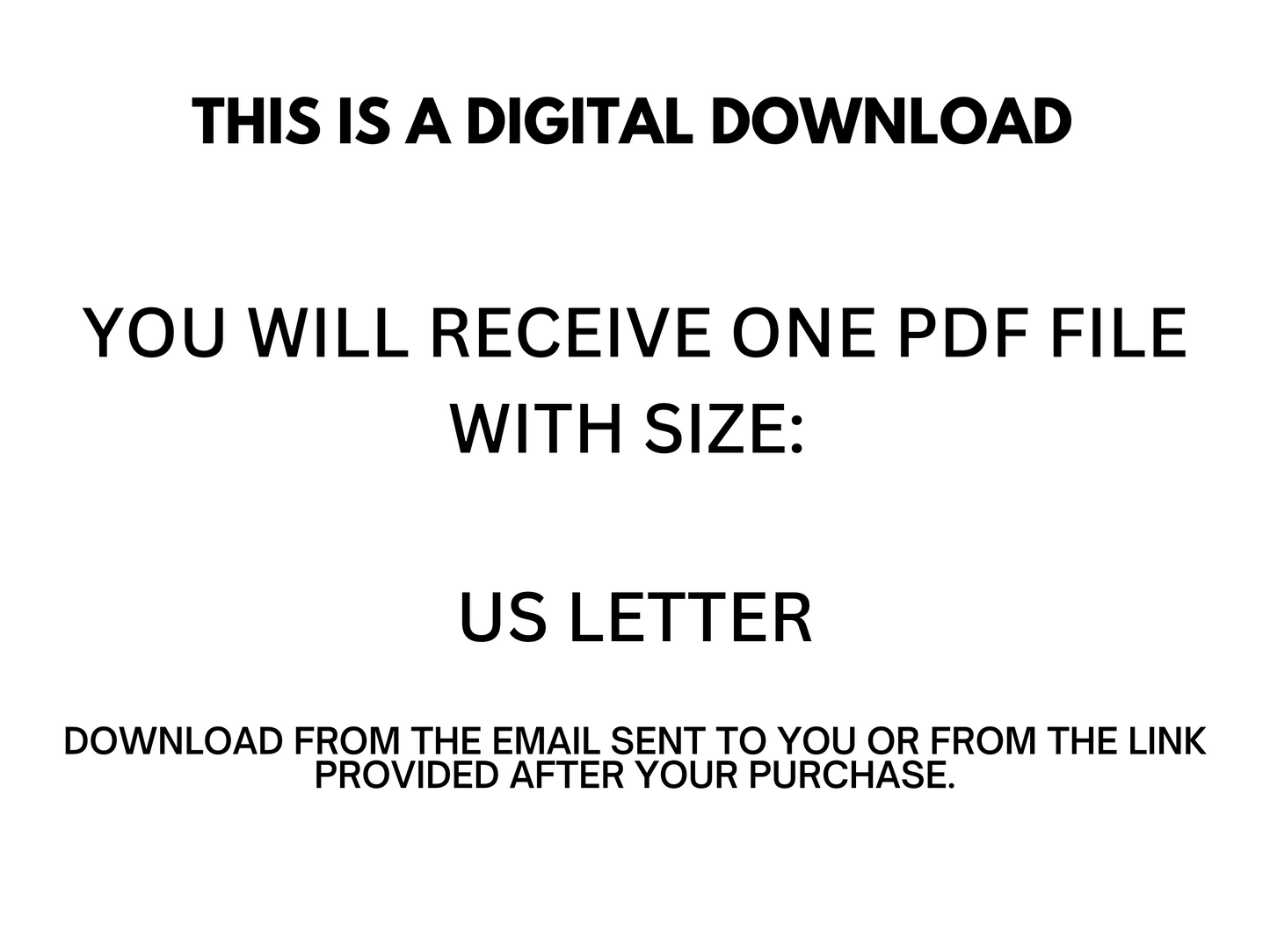 Statement stating this is a digital download in US letter.